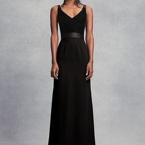 Crepe and Velvet Bridesmaid Dress with Open Back 0